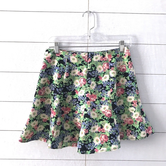 Forever 21 Green Floral Print Flare Skater Skirt - Picture 6 of 8